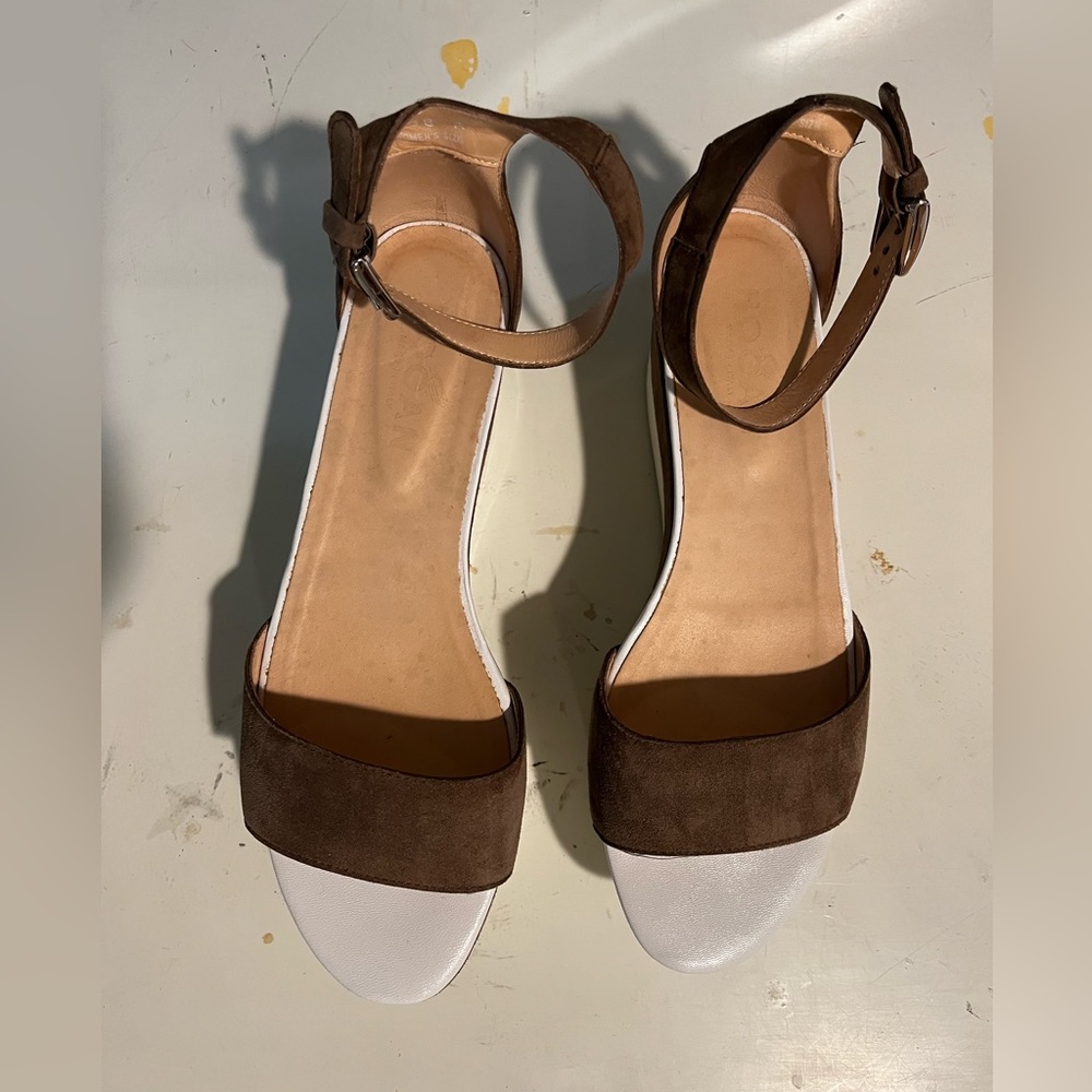 Hogan brown/white open-toe suede sandals size 38